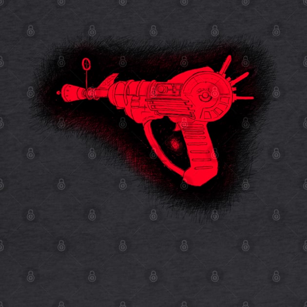 Zombies Red and Black Sketchy Ray Gun on Lime Green by LANStudios